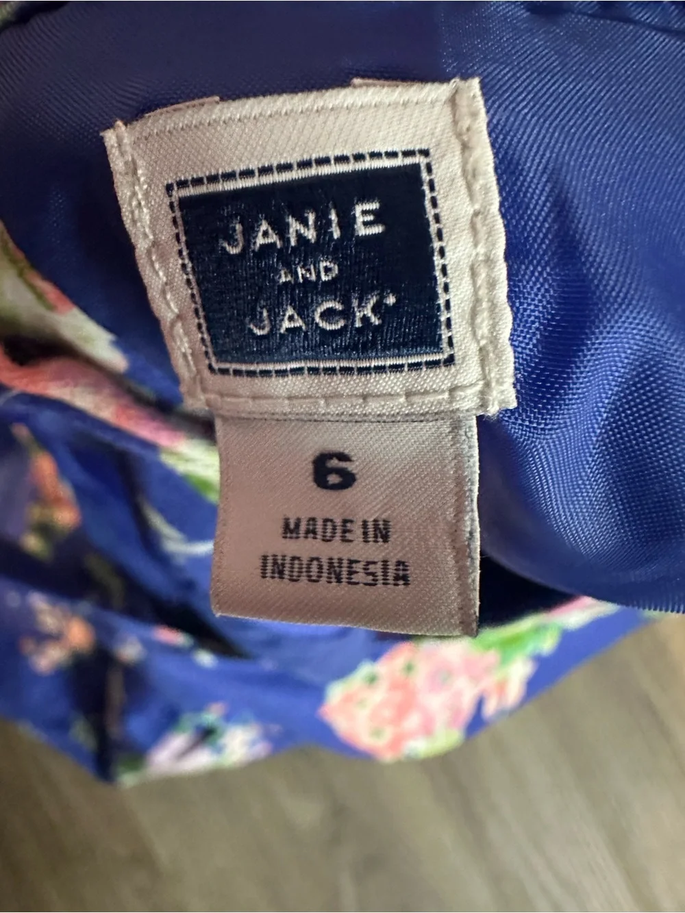 Janie and Jack Royal Blue Floral Off the Shoulder Summer Dress size 6
